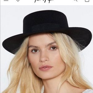 Black hat wide brim , flat top